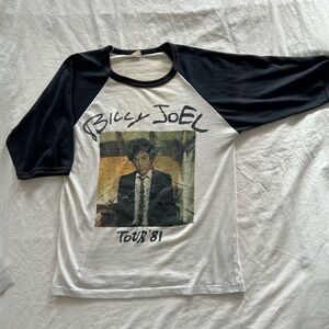 Billy Joel Glass Houses Tour '81 True Vintage Black and White Raglan Shirt